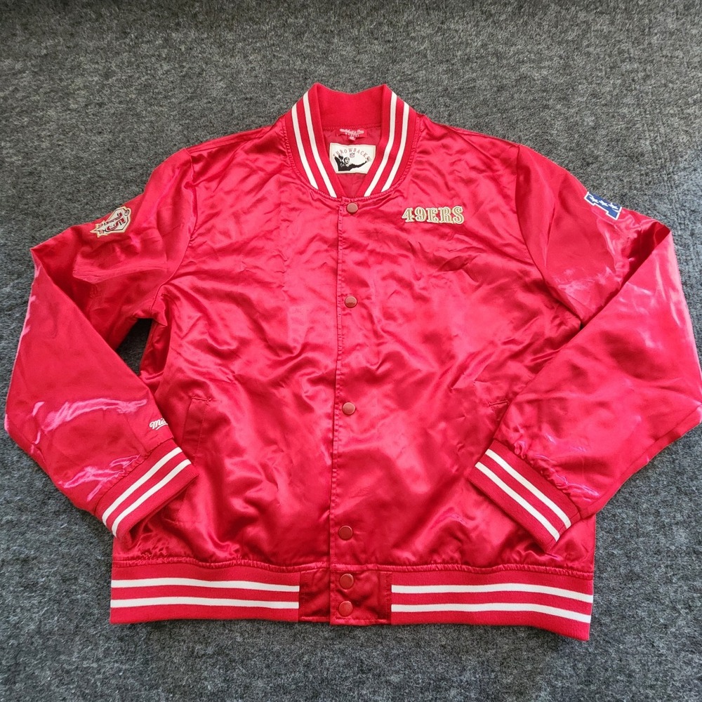 Mitchell & Ness Womens San Francisco 49ers Faithful to the Bay Satin Jacket 2X